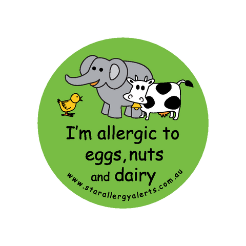 I'm allergic to Eggs Nuts and Dairy - badge