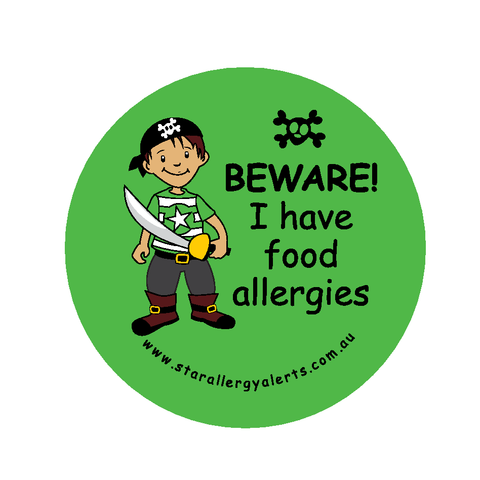 Beware, I have food allergies pirate - badge