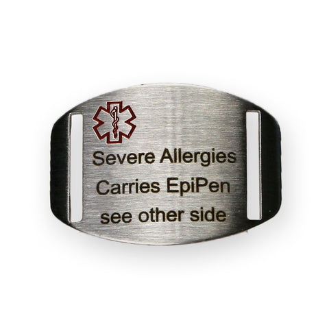 Stainless Steel Engravable Severe Allergies, carries Epipen Tag